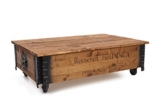 Uncle Joe´s 75752 Couchtisch "Roosevelt Field", Holz mit klappbarem Deckel, vintage, shabby chic 100 x 65 x 30 cm, Hellbraun -