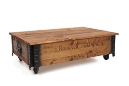 Uncle Joe´s 75752 Couchtisch "Roosevelt Field", Holz mit klappbarem Deckel, vintage, shabby chic 100 x 65 x 30 cm, Hellbraun -